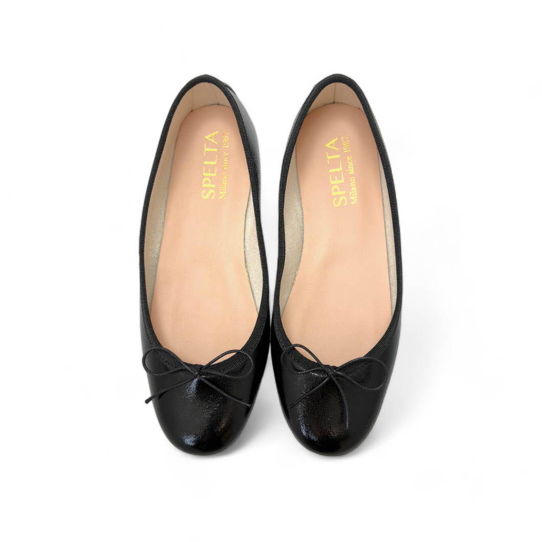 NICOLE in Black Naplak Patent - Leather sole