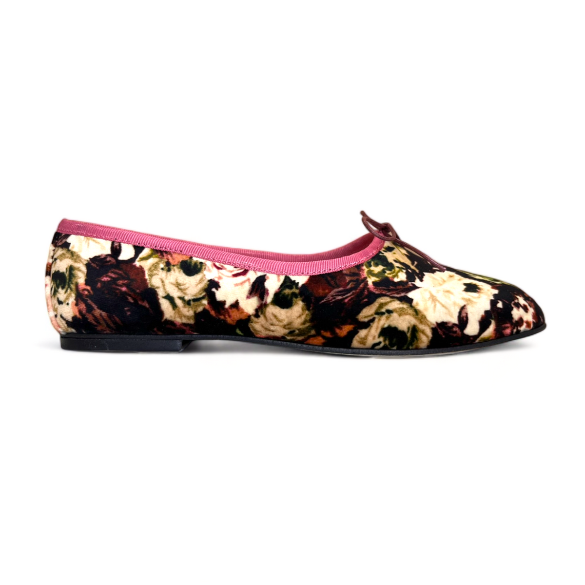 Olga high-vamp ballerina in Flowered Velvet - Spelta Milano