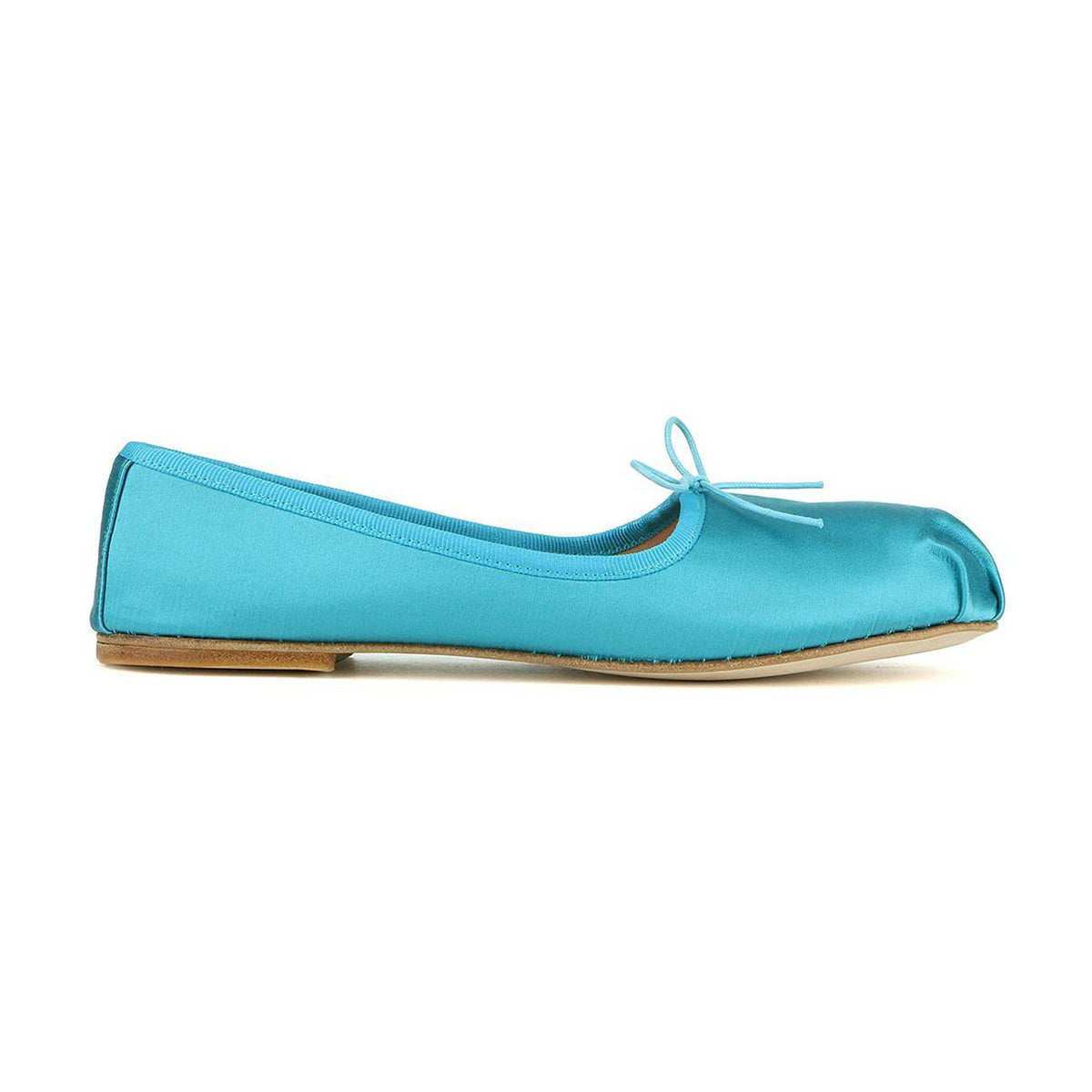 Dalila ballerina in turquoise pleated satin – Spelta Milano